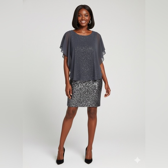 Betsy & Adam Dresses & Skirts - Betsy & Adam Sophisticated sequin sparkle Gray Dress size 8